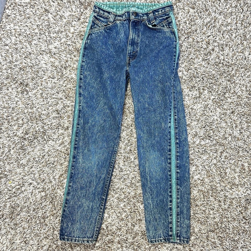 Vintage Levi's 512 Slim Youth Jeans Size 12 – Made in USA White Tab Teal Stripe